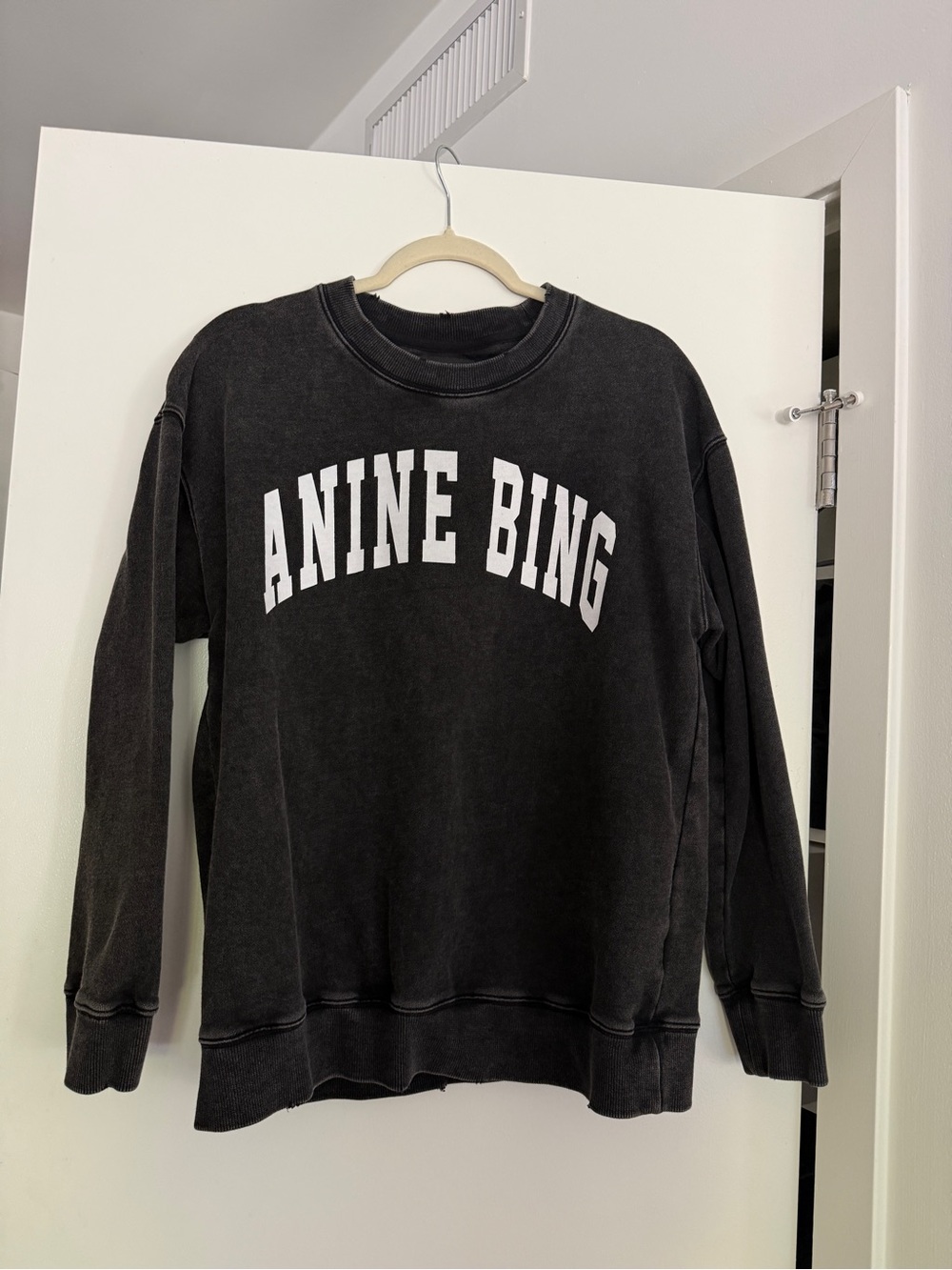 Anine Bing Washed Black Logo Sweatshirt